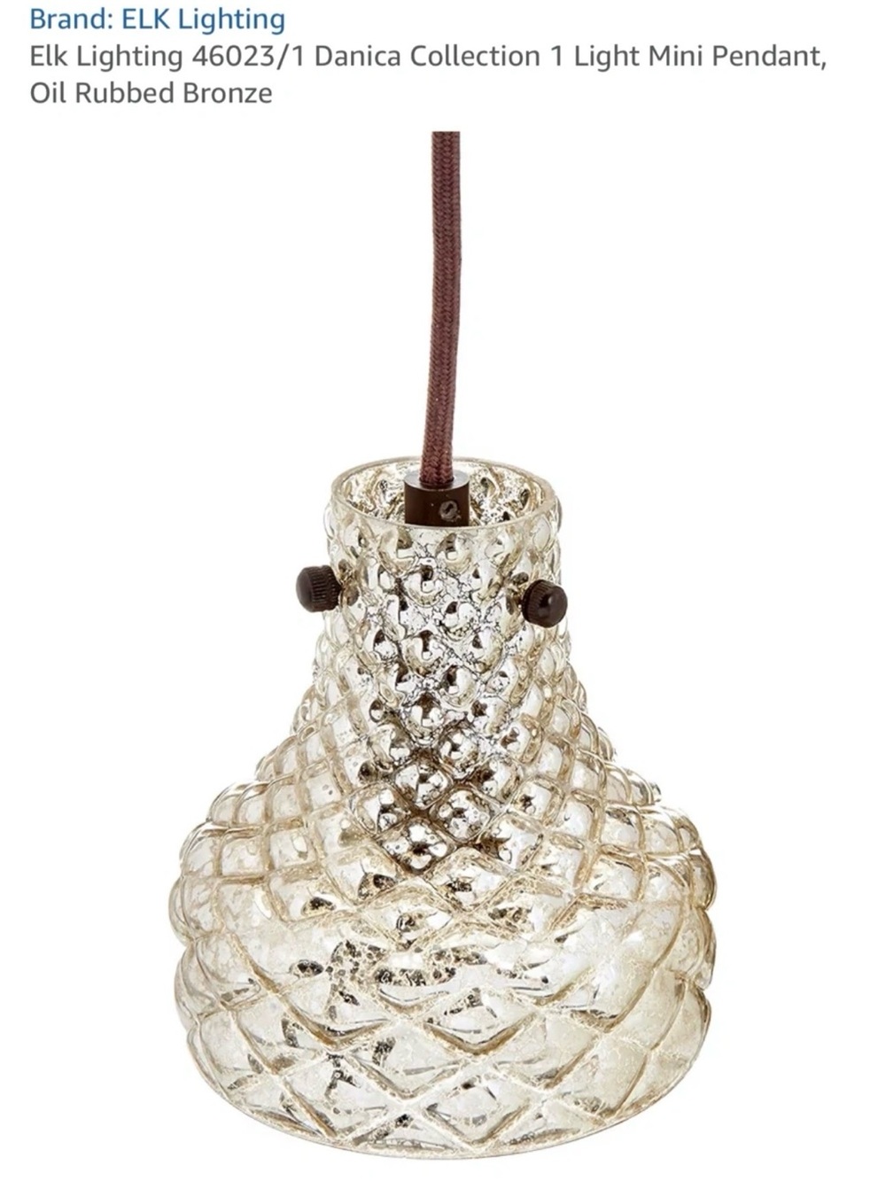 Elk Clear Textured Glass Mini Pendant Light with Bronze Cord Accents